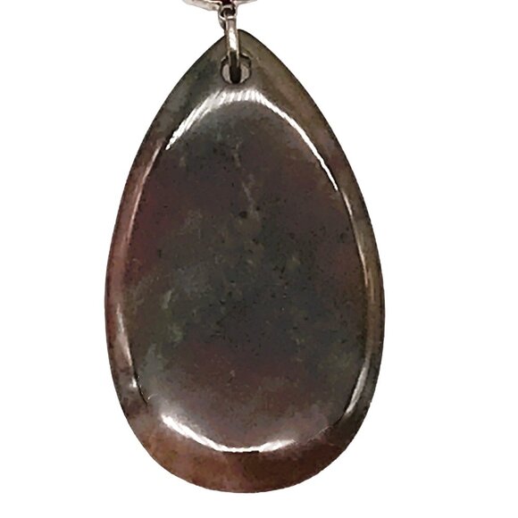 Vintage Bloodstone Heliotrope Pendant Necklace Quartz Beaded Healing Chalcedony - Picture 9 of 10